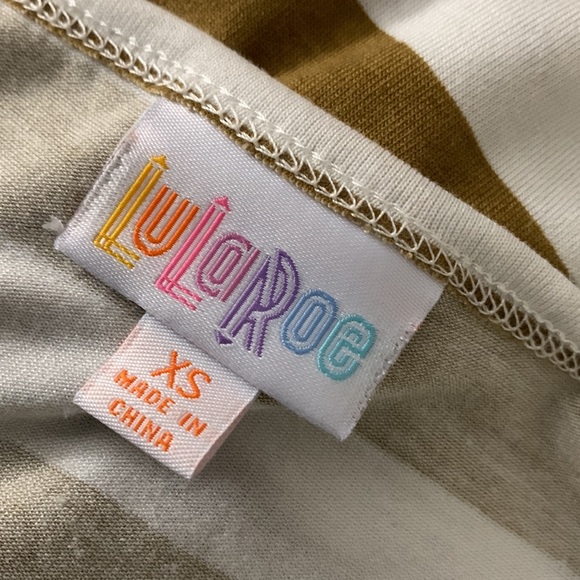 Lularoe Irma tunic loose blouse hi-low shirt XS oversize golden brown stripe - Picture 9 of 15